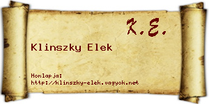 Klinszky Elek névjegykártya