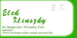 elek klinszky business card